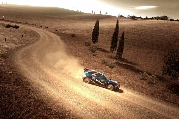 Subaru participates in the rally in the game gran turismo 5