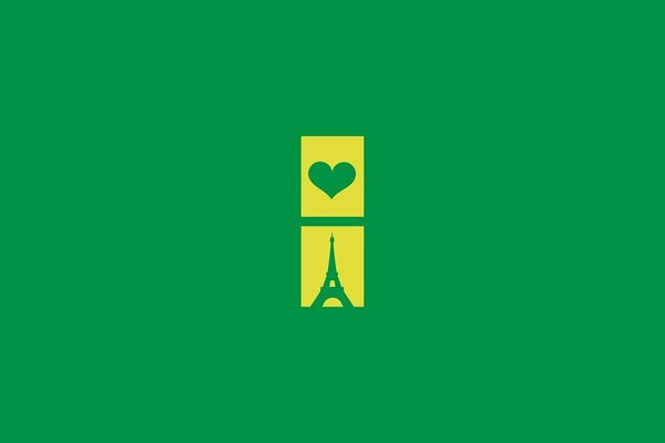 Eiffel Tower and heart on a green background