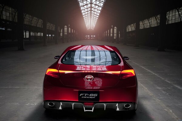 TOYOTA FT 86 IN A HANGAR WITH A PANORAMIC ROOF