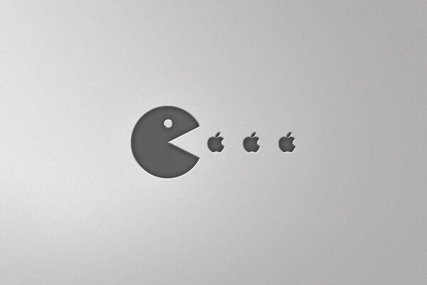 Pacman smiley eats apple apple