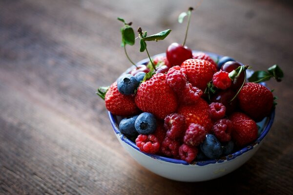 A bowl with fresh summer berries