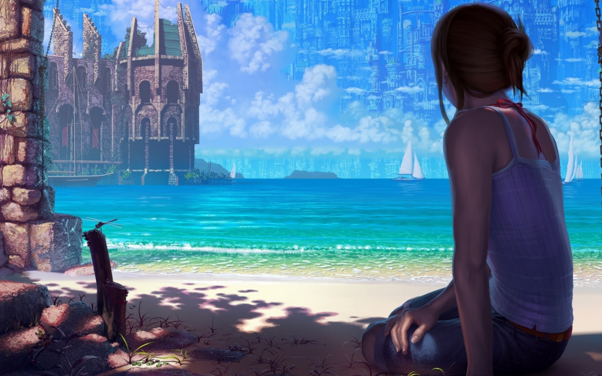 and beach locks women sitting job