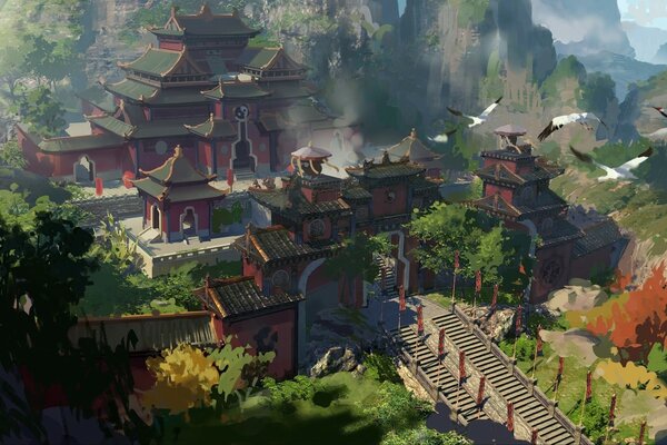 An incredible temple in a painted form