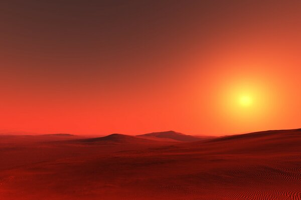 Sunset red orange in the desert