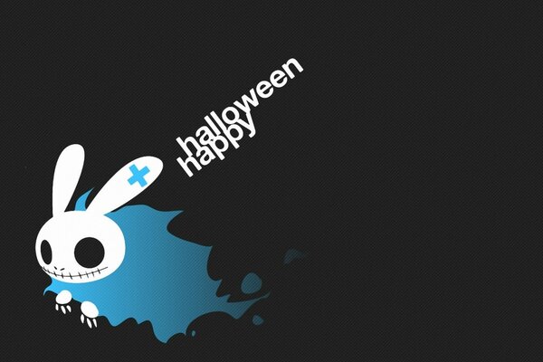 Scary halloween bunny on black background