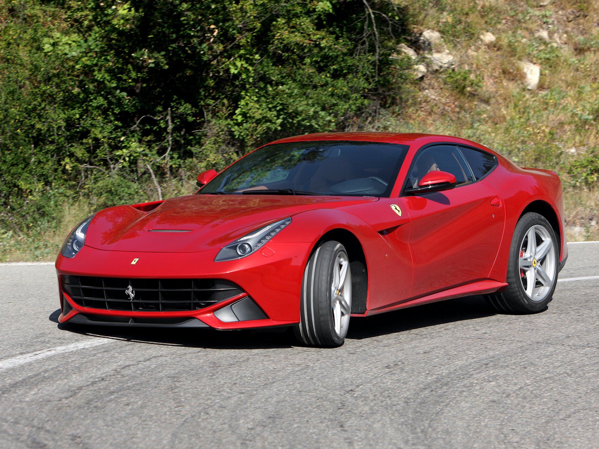ferrari f12 berlinetta road trees front end ferrari f12