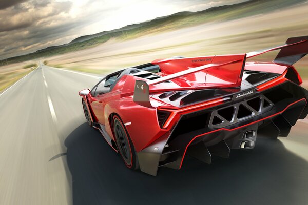 Rear view of a high-speed car