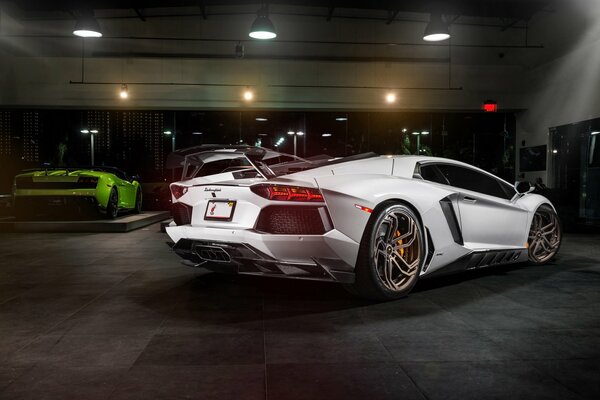 White car LP700-4 novitec torado. lamborghini aventador