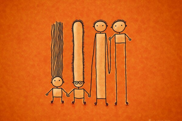 Schematic drawing of a family of four