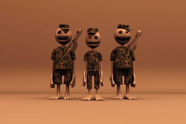 Cartoon soldiers lined up