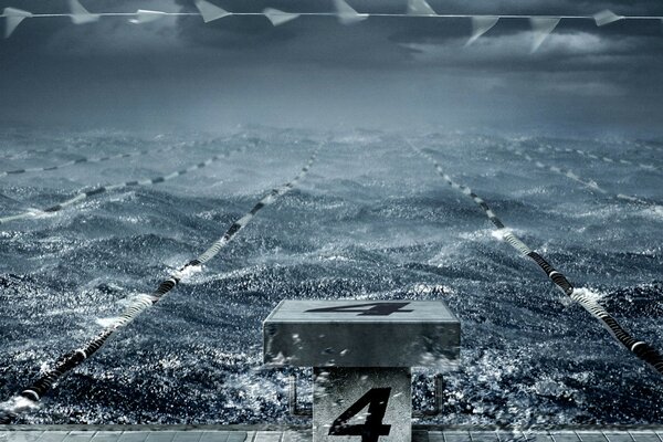 Track number 4 in a storm with waves