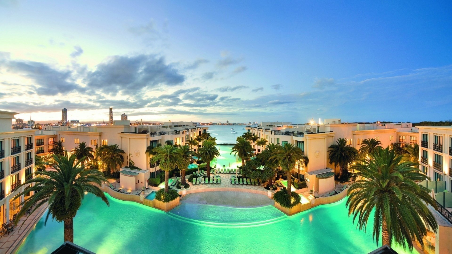 nature palm trees trees landscape sea apartment house