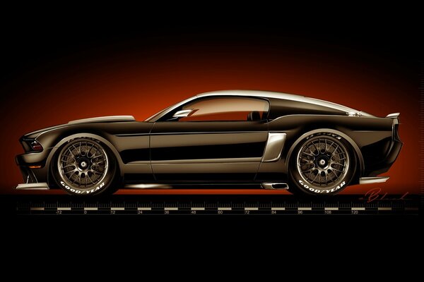 Tuned Ford Mustang with hot rods