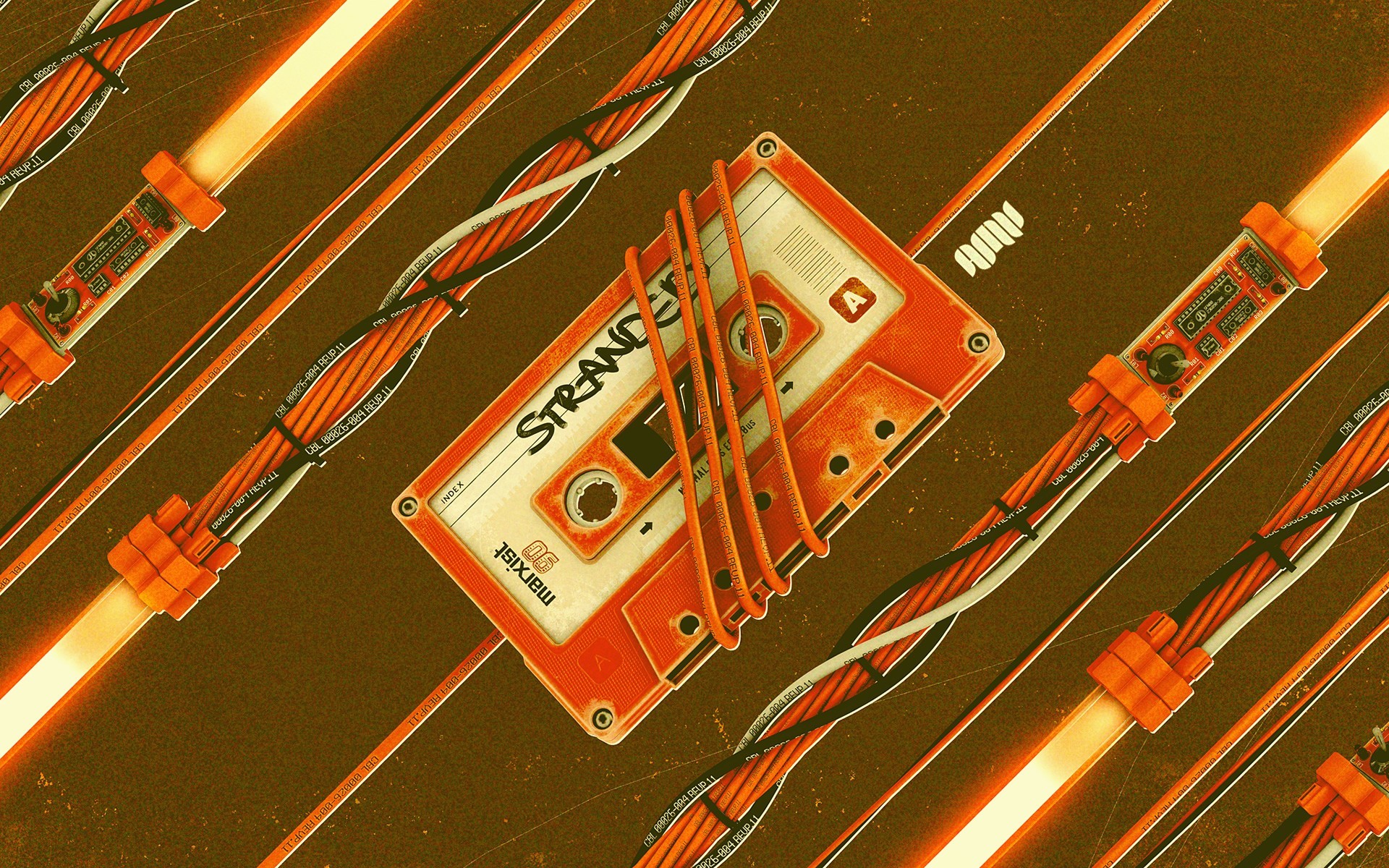 audio caseta wire orange
