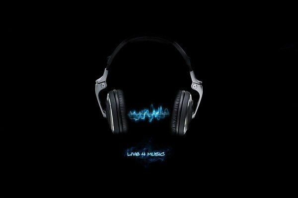 Headphones and zipper on a black background