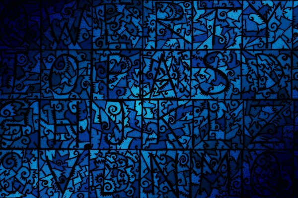 Blue mosaic with different letters