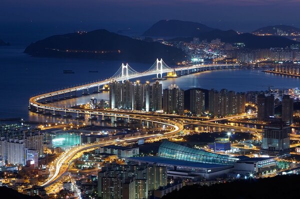 A beautiful city in the night lights