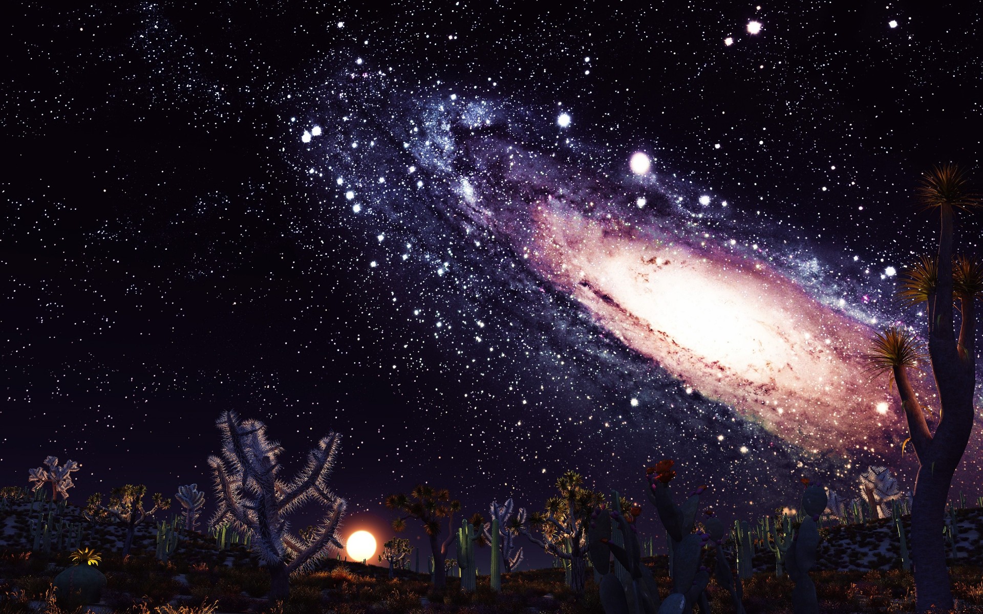 universe sky light flower solar system plants planet