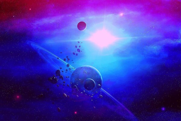 Asteroid belt orbiting Saturn