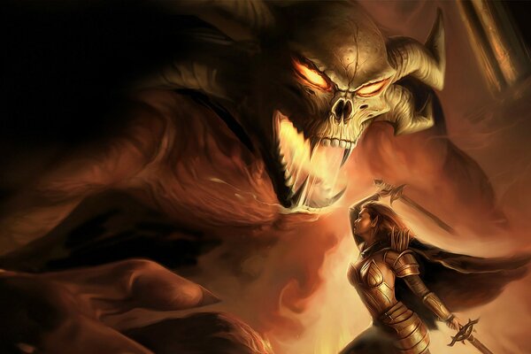 The battle of the demon and the fantasy girl