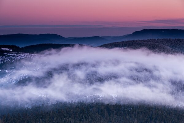 Evening sunset with panoramic view