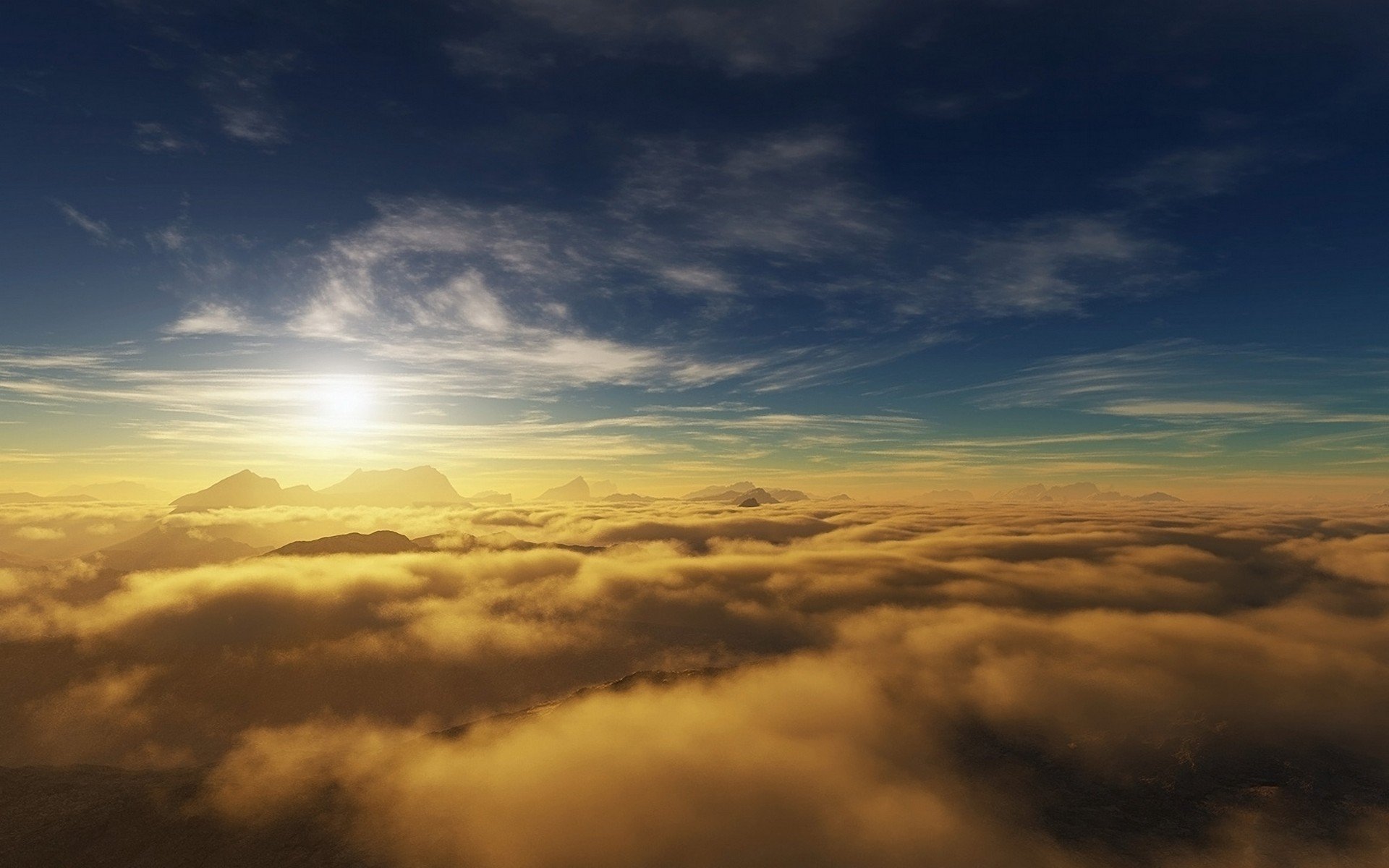 clouds mountain sky sun