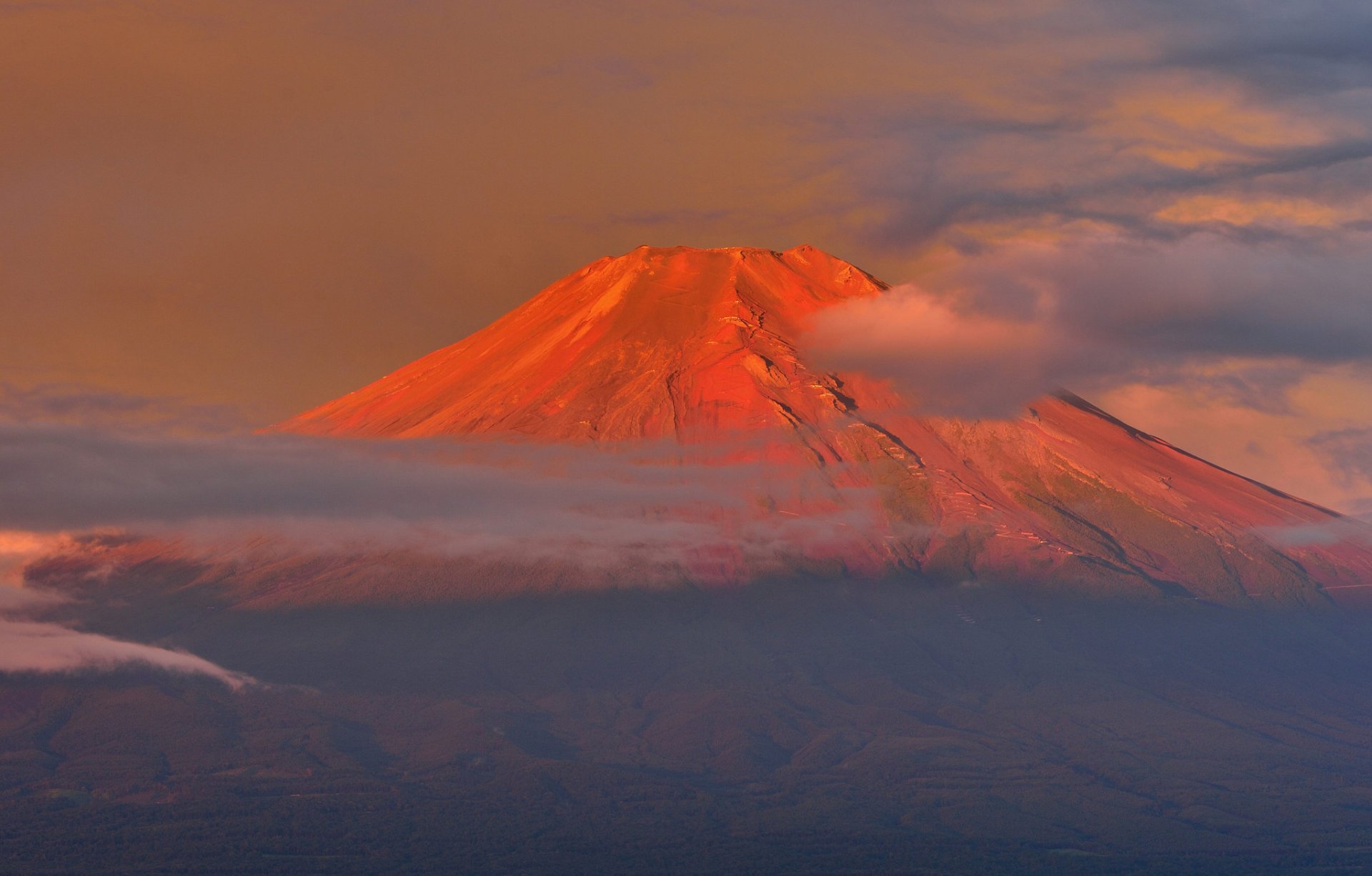 japan mount fuji sky clouds sunset