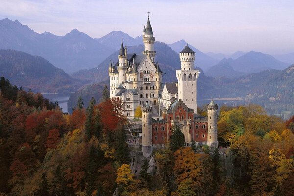 Castle in Germany on the background of autumn trees