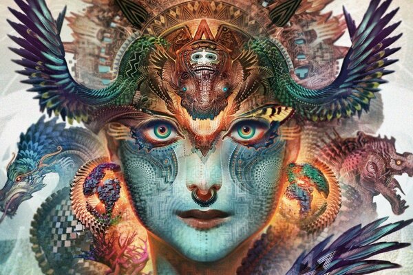 Spirit Alchemy girl drawn with two dragons