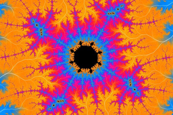 Bright symmetry with colorful patterns in the form of rays