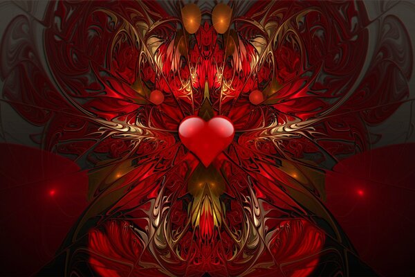 Symmetrical patterns with a scarlet heart in the center