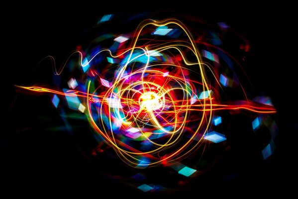 Light graphics on a black background