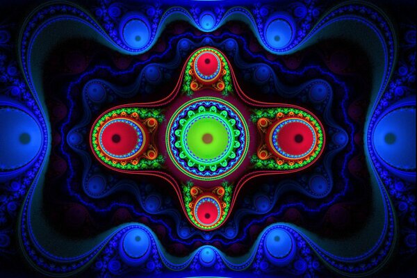 Fancy symmetrical graphics of bright colors