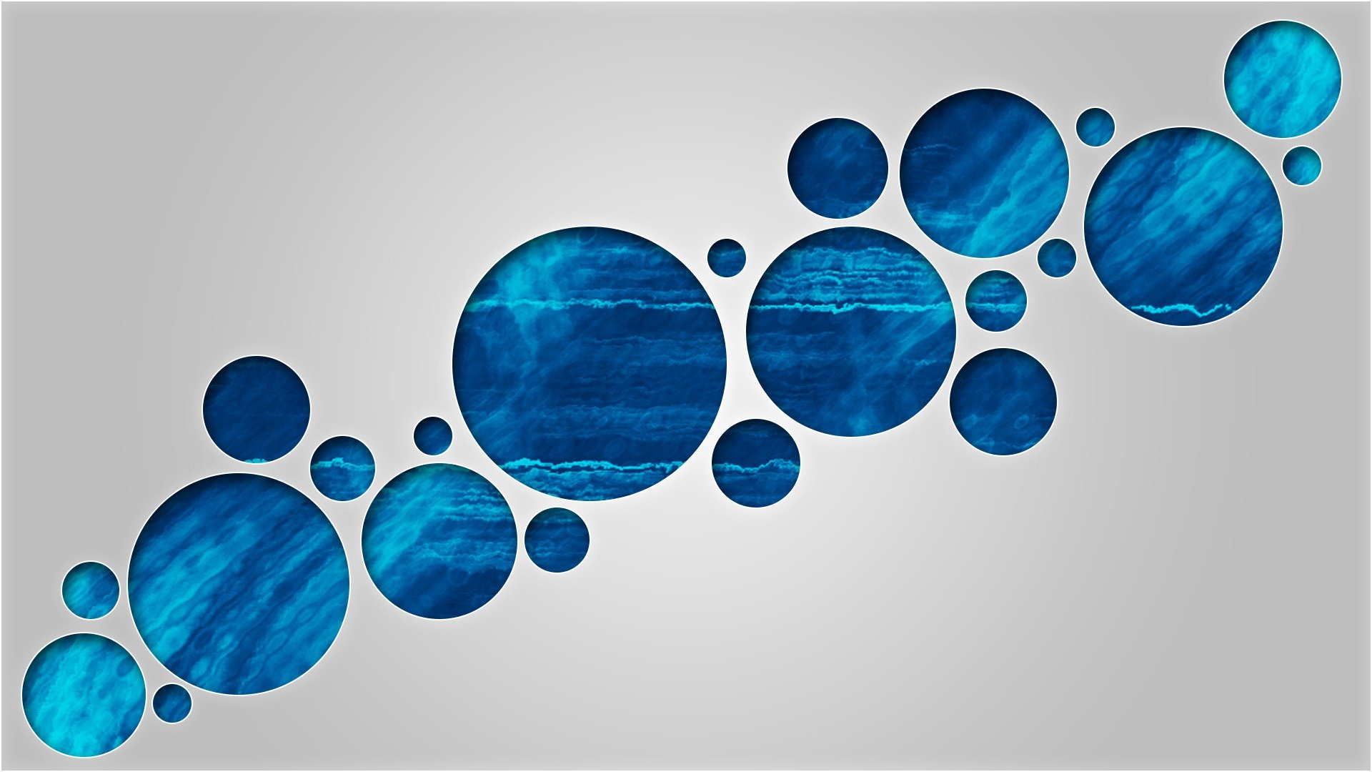 following bubbles blue background