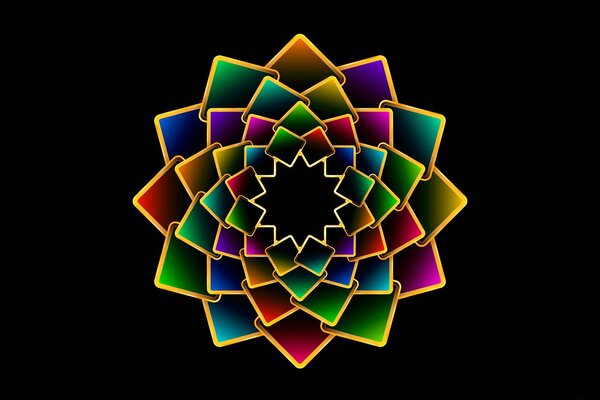 Polyhedron volumetric multicolored of squares