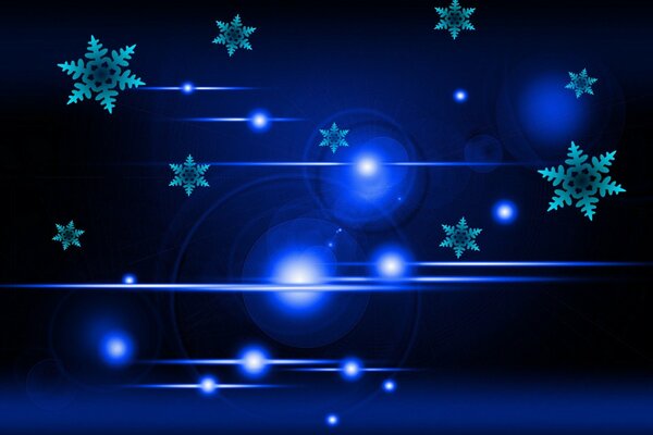 Blue snowflakes on a black background