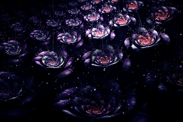 A scattering of identical colors in the dark