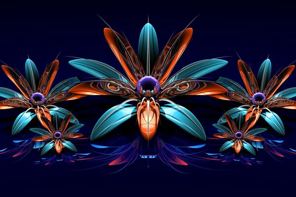 Fractal flowers on a dark background