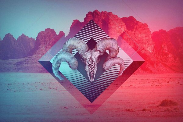 Logopip with horns on the background of the year