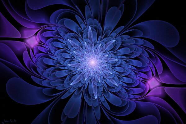 Graphic flower of blue and lilac color