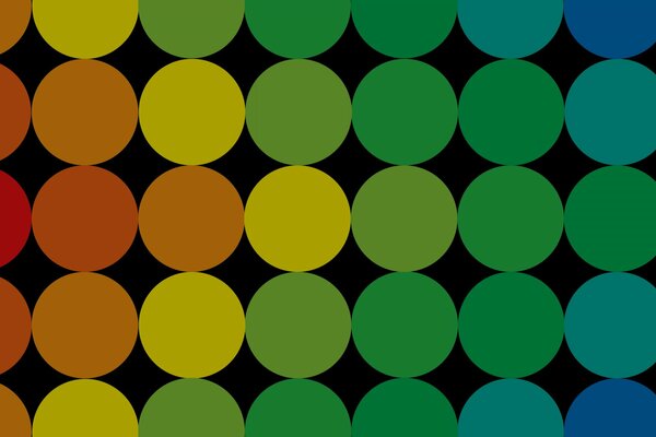 Geometric abstraction. Rainbow color circles on a black background