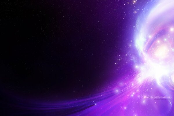 Space with curves and bright stars