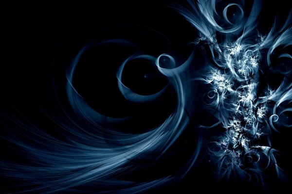 Light blue patterns on a dark blue background