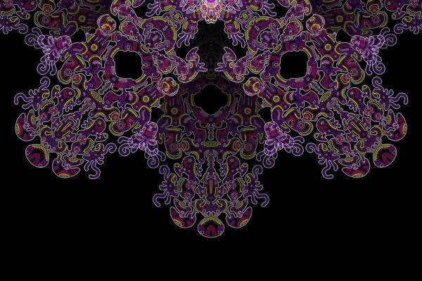 Mandala purple tones on a black background
