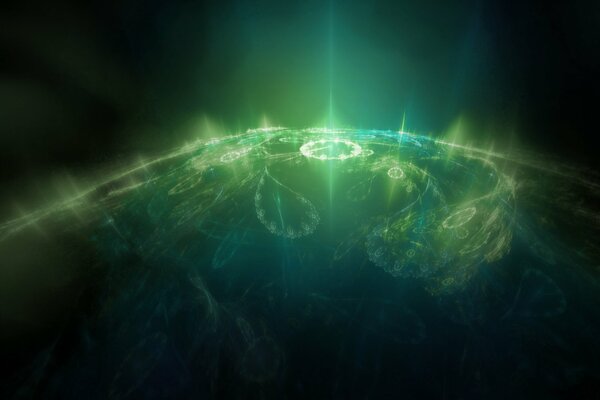 The green light of a distant planet
