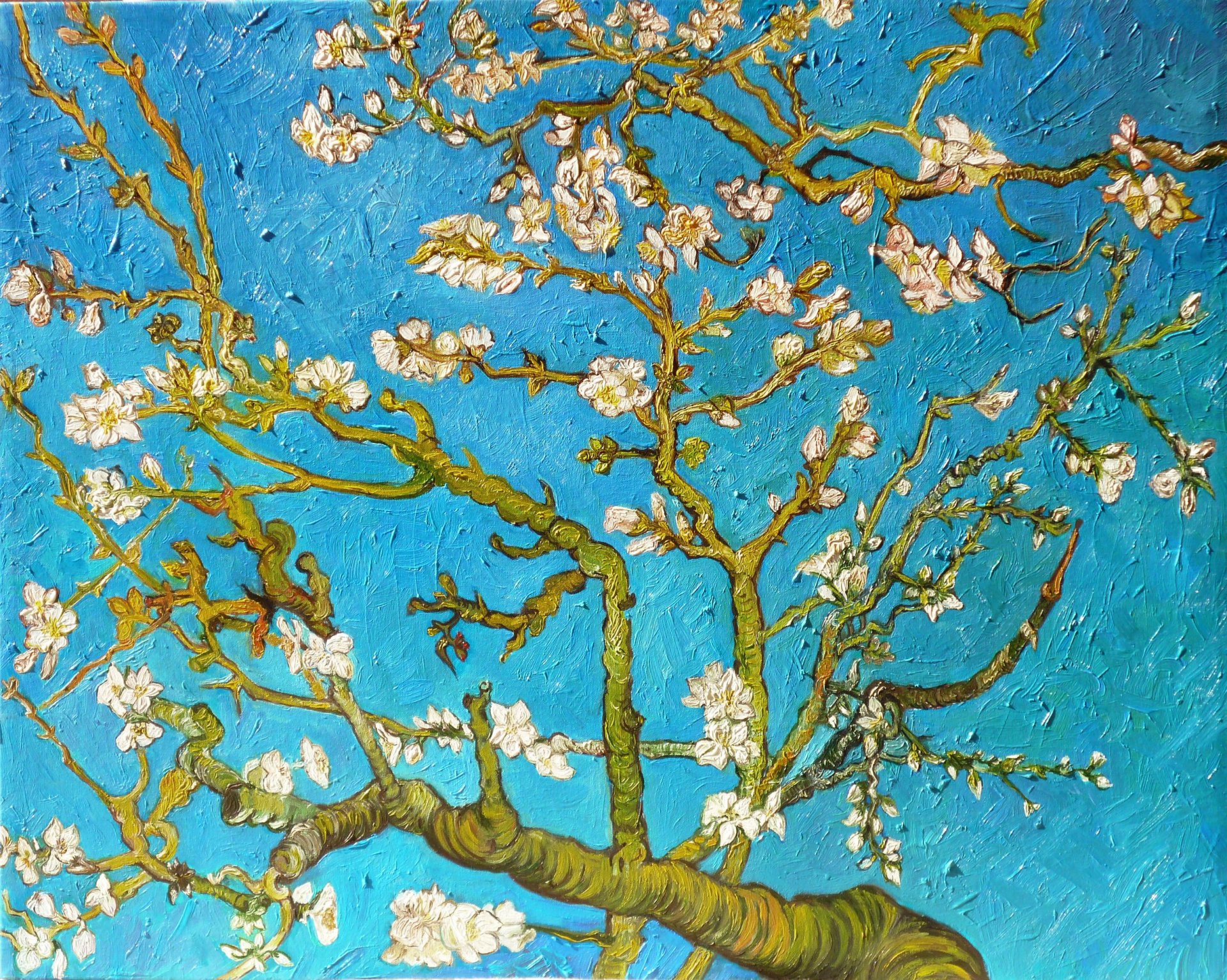 almond tree vincent van gogh art blue painting branches almond tree painting