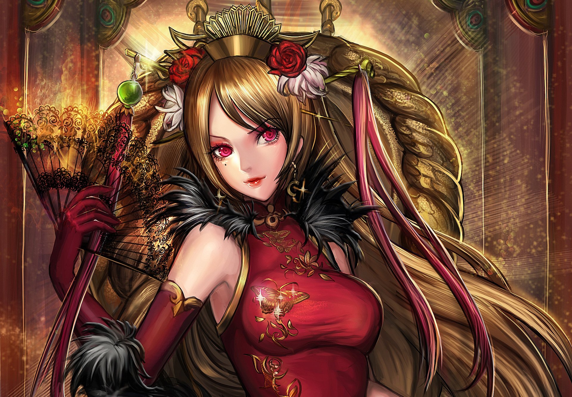 girl dress art fan