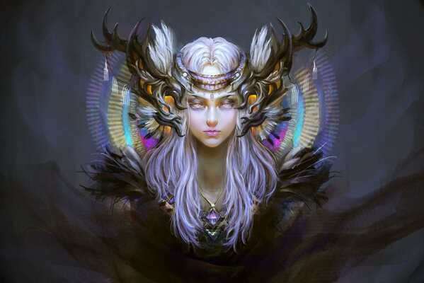 Girl with horns art in minimalism