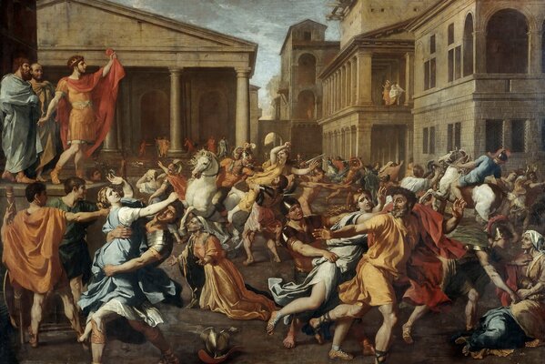 The abduction of the Sabine women , by the French painter Nicolas Poussin