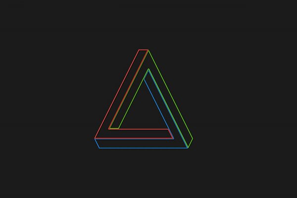 Multicolored lines in the shape of a triangle